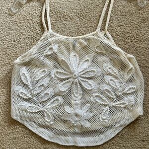 Free People Cream Crochet Tank Top